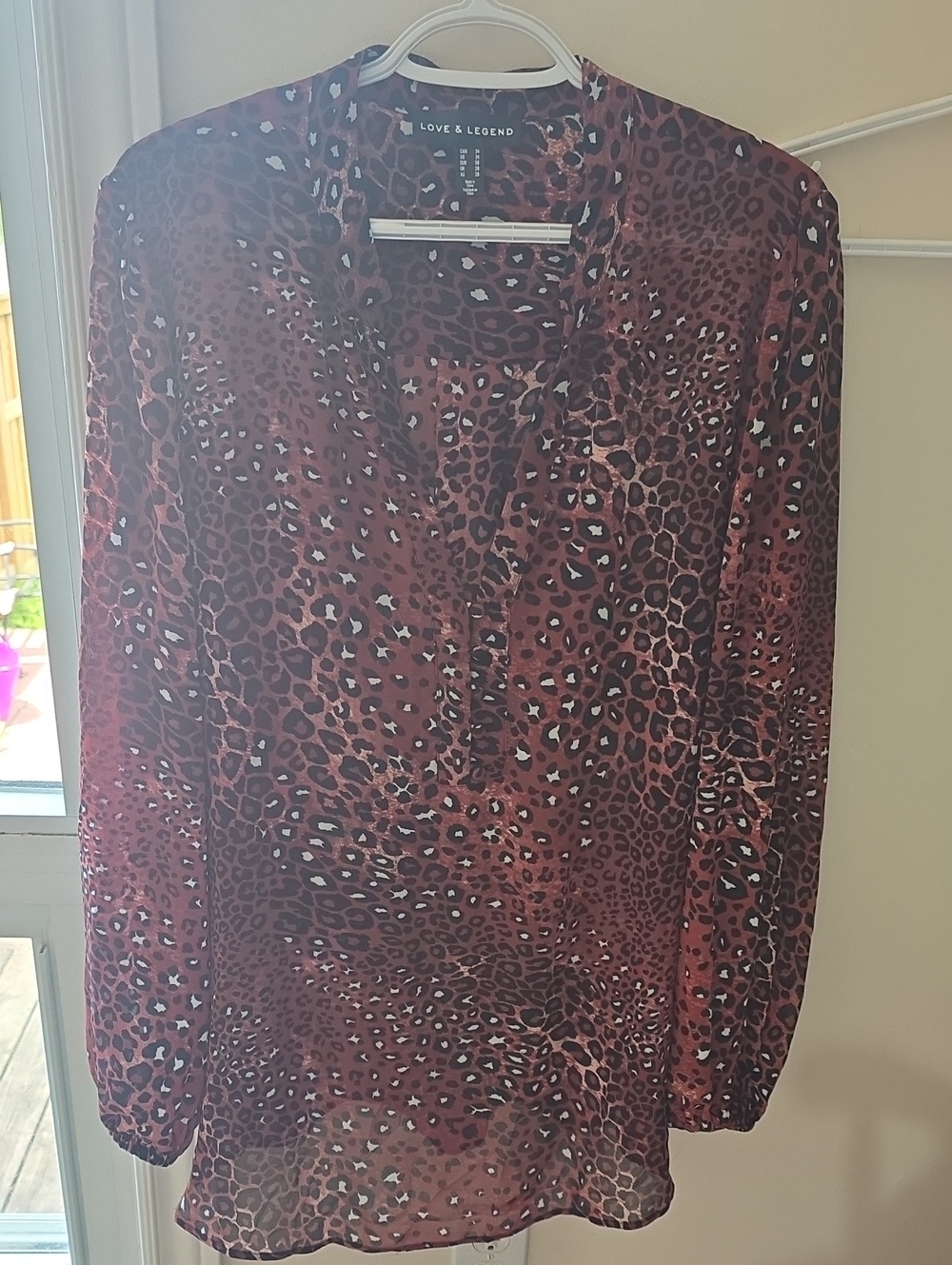 Love & Legend Red and Black Leopard Print Sheer Blouse